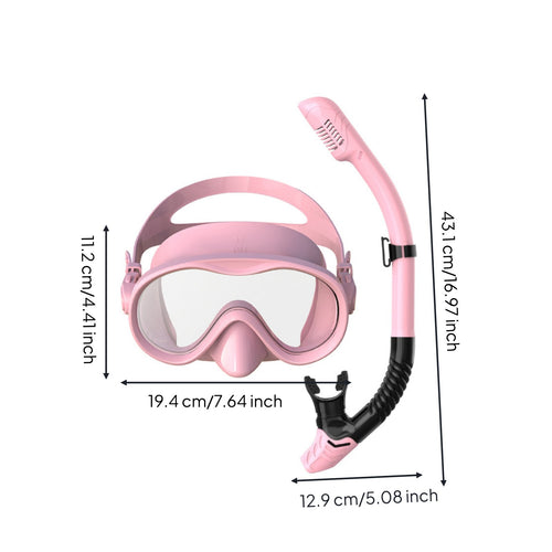 Dry Top Snorkel Set Anti-Leak Snorkel Mask and Tube Tempered Glass for Swimming