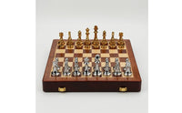 Chess Set with Storage Case Metal Chessboard Portable for Office, Collectors