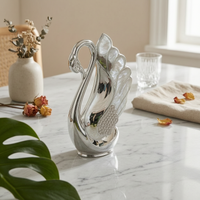 Swan Spoon Holder Metallic Finish Swan Dessert Spoon Organizer Rhinestone