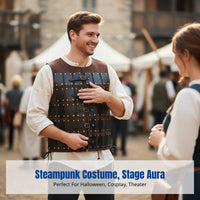 Steampunk Medieval Chest Vintage Leather Vest, Adjustable Straps, Cosplay Accessory for Adults, Halloween Stage Costume
