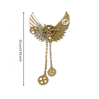 Steampunk Wing Brooch Antique-Inspired Gear Wing Brooch Shiny Finish