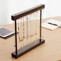 Wooden Necklace Display Stand Walnut Finish Necklace Display Stand Countertop Jewelry Hanging Rack Untangled-Untangled