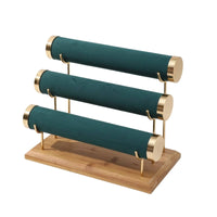 Jewelry Organizer with Wooden Base Velvet Covered Jewelry Display Stand Multi Functional for Dresser, Vanity, Retail Counter