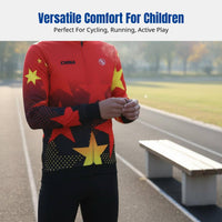 Unisex Kids Fleece Cycling Shirt, Autumn Winter, Long Sleeve, Warm, For Running, Biking, Student Sports