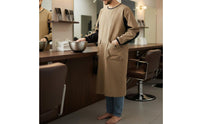 Long Sleeve Smock Large Pockets Waterproof Work Gown Elastic Cuffs for Baristas