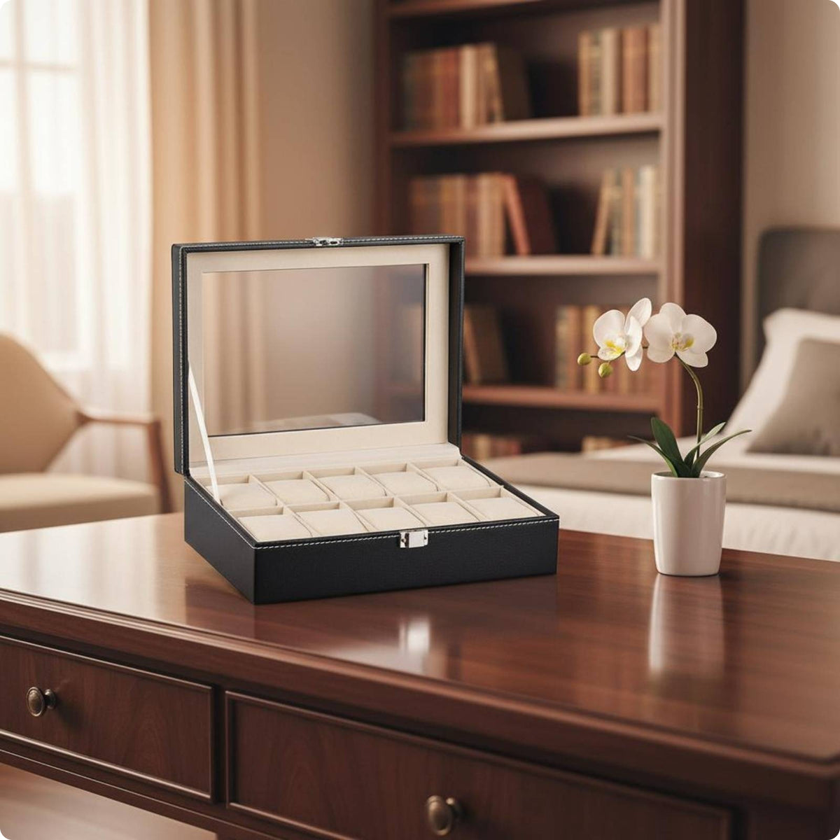 Watch Storage Box Clear Window Watch Display Box Stitching