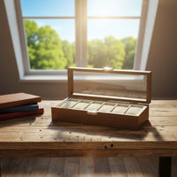 Wooden Watch Display Case Clear View Lid Watch Storage Box Metal Clasp Great Gift Suggestion for Closet