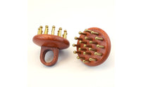 Wooden Massage Brush with Brass Pins Compact Brass Pin Massager Full Body