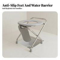 Foldable over-Toilet Commode Removable container with Lid Triple-function Bedside Commode