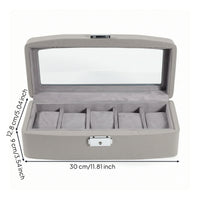 5-Slot Watch Box Pu Leather Watch Box with Window Rectangular for Dresser