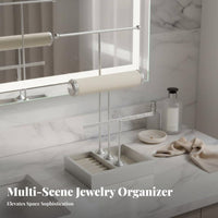 Crossbar Jewelry Stand Elegant Design Crossbar Jewelry Tree with Tray Necklace Earring Bracelet Holder Perfect Gift Suggestion