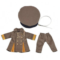 Long Coat Uniform Double Breasted 1/12 Scale Doll Clothes Chain Trim Miniature Jacket and Pants Set
