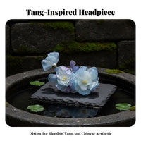 Lustrous Bead Lotus Crown Vintage Design Traditional Chinese Attire Hair Accessory Gauze Flower Headdress Celestial Ancient