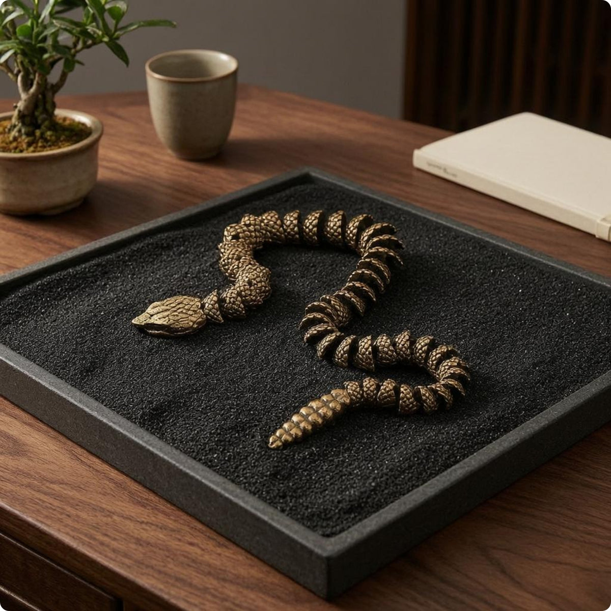 Rattlesnake Figurine Articulated Snake Figurine Textured Rattlesnake Statue