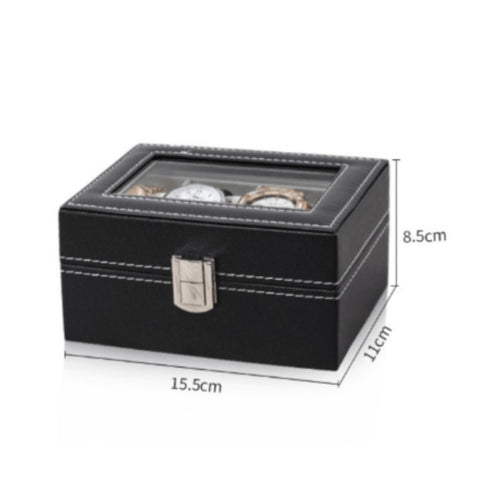Watch Display Case PU Leather Bangle Storage Box Glass Window