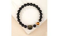 Black Obsidian Bracelet Chinese Design Obsidian Bracelet Polished Beads