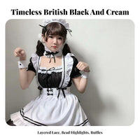 feline headpiece Maid Dress Black and pale Design doll-like fashion Maid Dress Set for Women, Teens