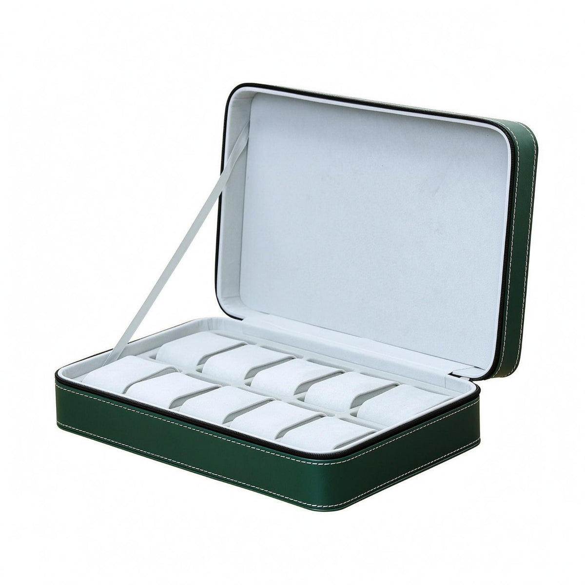 Zippered Watch Case Hinged Lid Padded Watch Organizer Rectangular
