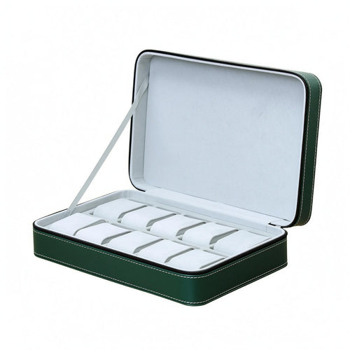 Zippered Watch Case Hinged Lid Padded Watch Organizer Rectangular