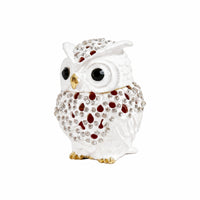 Owl Jewelry Box Jeweled Ornament Enameled for Vanity