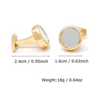 Mirror Inlay Cufflinks High Quality Round Gold Cufflinks Ideal Gift for Business