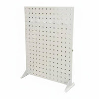 Metal Pegboard Display Stand Space-Saving Metal Pegboard Display Stable Base Freestanding Perforated Panel for Retailers, Market Stalls, Entryway