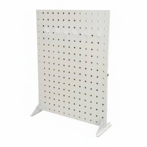 Metal Pegboard Display Stand Space-Saving Metal Pegboard Display Stable Base Freestanding Perforated Panel for Retailers, Market Stalls, Entryway