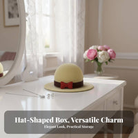 Multi-Functional Interior Cowboy Hat Band Box Creative Design Flocked Hat Jewelry Case Compact & Portable for Proposal, Wedding, Anniversary