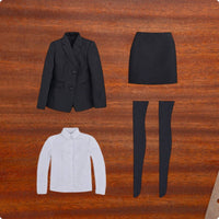 1/6 Scale Doll Solid Dark Office Attire Outfit White Shirt Toy Clothes
