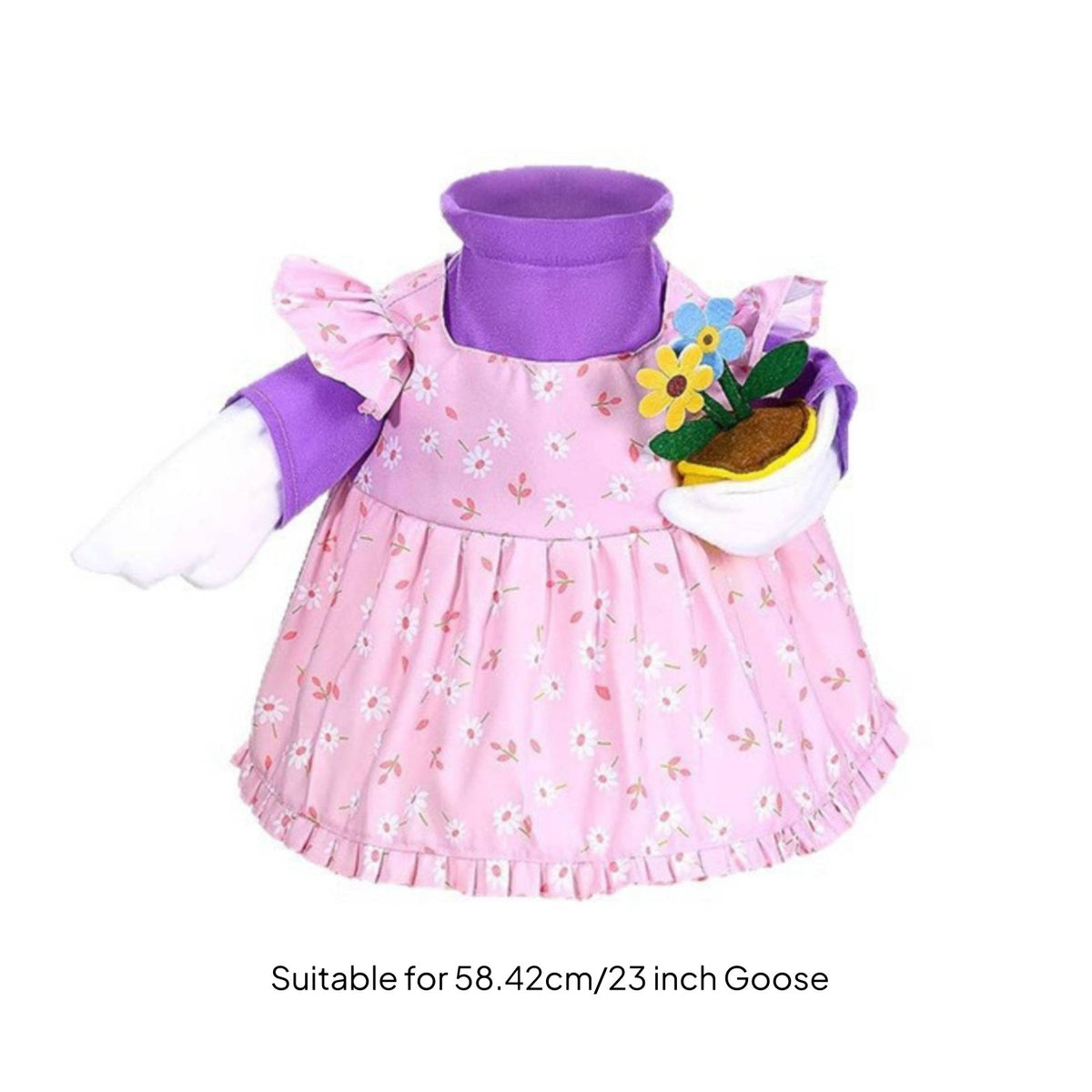 Porch Goose Outfit Cute Floral Goose Dress Bright Colors Rose-Hued Animal Dress