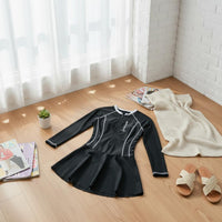 Long Sleeve Aquatic Dress Slimming Design Long Sleeve Single Piece Swimsuit Skirted Protective Swimwear Quick-Drying Full
