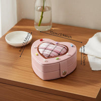 Heart Shaped Jewelry Box Multi-Functional Mini Portable Jewelry Case Soft Lining Band and Earring Organizer for Women