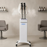 Floor Standing Hair Steamer Drain Reservoir Hooded Hair Steamer Salon Equipment 500 W Rolling Wheels