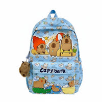 Capybara Cartoon Backpack, School Bag for Kids, Lightweight, Large Capacity, Cute Animal Print, Travel, Unisex