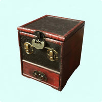 Vintage Wood Jewelry Box Embossed Floral Storage Item Multiple Drawers