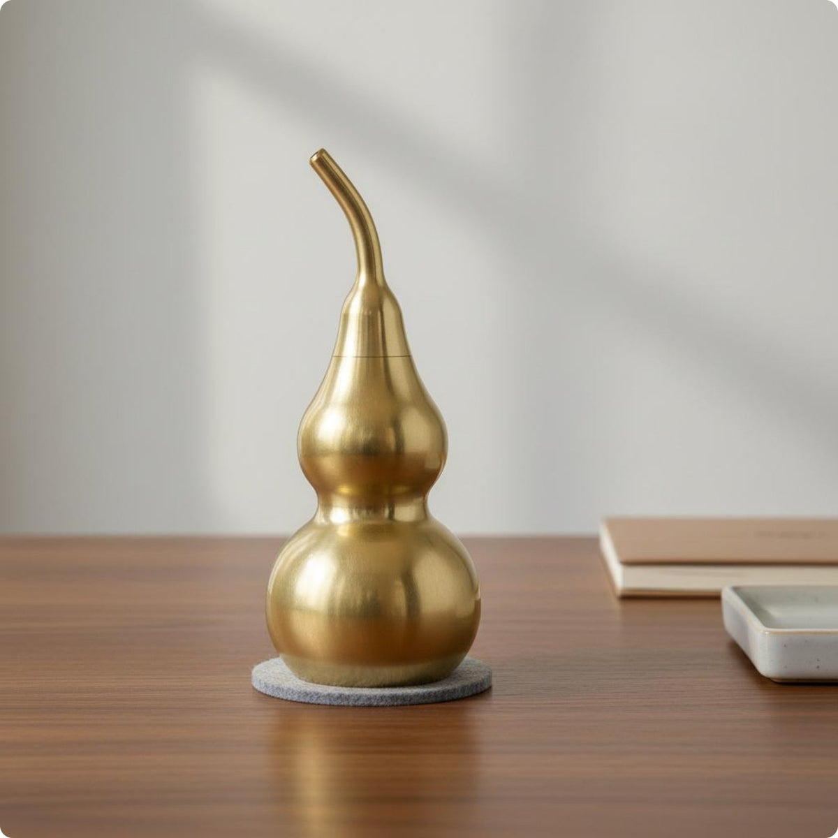 Brass Gourd Ornament Double Opening Decorative Vase Hollow Design
