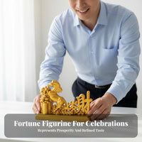 Business Opening Gift Feng Shui Horse Ornament Traditional Design Horse with Wealth Statue Cultural Artistry for Office, Living Room, Shop