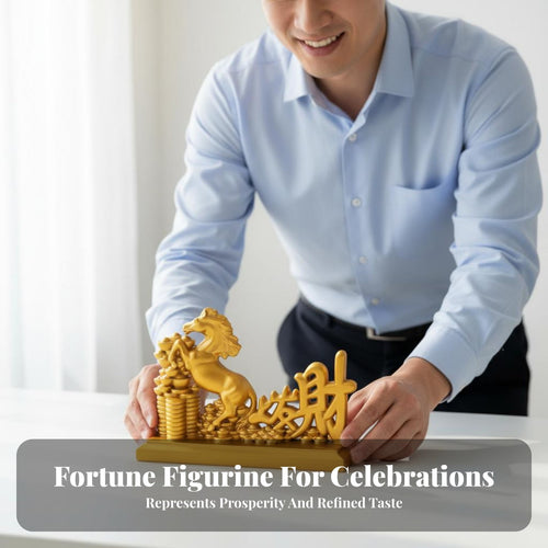 Business Opening Gift Feng Shui Horse Ornament Traditional Design Horse with Wealth Statue Cultural Artistry for Office, Living Room, Shop