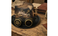 Steampunk Top Hat Handmade Cosplay Top Hat Brass-Tone Hardware