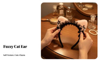 Lace Chime Cat Ear Hair Hoop With Tinkling Chime S Gothic Doll-Like Creature Ear Headband Gothic Lace Creature Ears Cute Design
