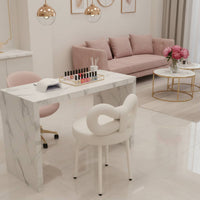 Bow Back Makeup Chair Cream Aesthetic Bedroom Furniture Soft Upholstery