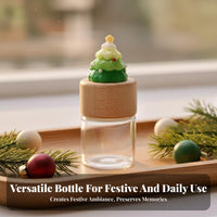 Christmas Tree Glass Jar Small Size Baby Tooth Collection Bottle Hair Preservation Jar Wooden Lid for Collectors, Party Gifts