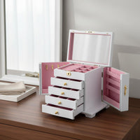 Wooden Jewelry Box Vintage Design Drawer Jewelry Box Large Capacity for Bedroom
