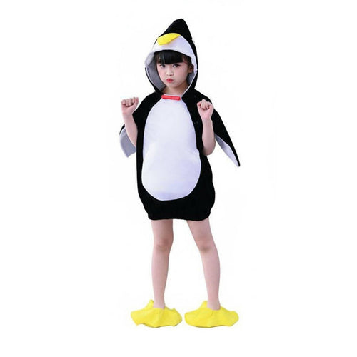 children's Penguin wholesie Hooded Penguin Jumpsuit Soft and Comfortable for Girls