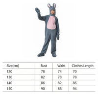 Youngster bunny Costume 4-Piece Set Soft Animal Jumpsuit Hooded Design Animal Outfit for Stage Performance, Parties