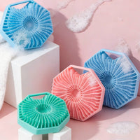 Silicone Bath Brush Hexagonal Scrub Brush Flexible Bristles