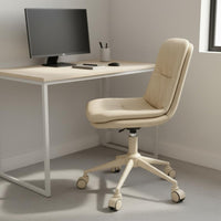 Waterproof Cushioned Vanity Stool with Back Easy to Clean Upholstered Rolling Computer Chair Comfortable Cushion Home Furniture Nordic Design for Women, Students