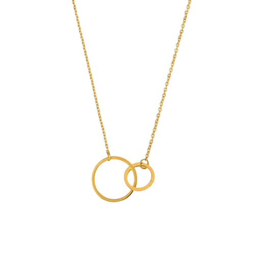 Double Hoop Pendant Necklace Stainless Steel Interlocking rings Necklace Minimalist Design Double Hoop Pendant for Women, Girls, Daily Wear, Office