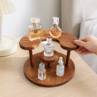 Wood Perfume Organiser for Dresser, 2 Layer Stepped Decorative Tray, Makeup