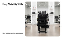 Multifunctional Salon Tool Trolley On Wheels Wheeled Stylist Tool Carrier Push/pull Handle Storage Trolley Heavy Duty for Hair Stylists, Beauty Professionals, Pet Groomers, Barbershop, Spa